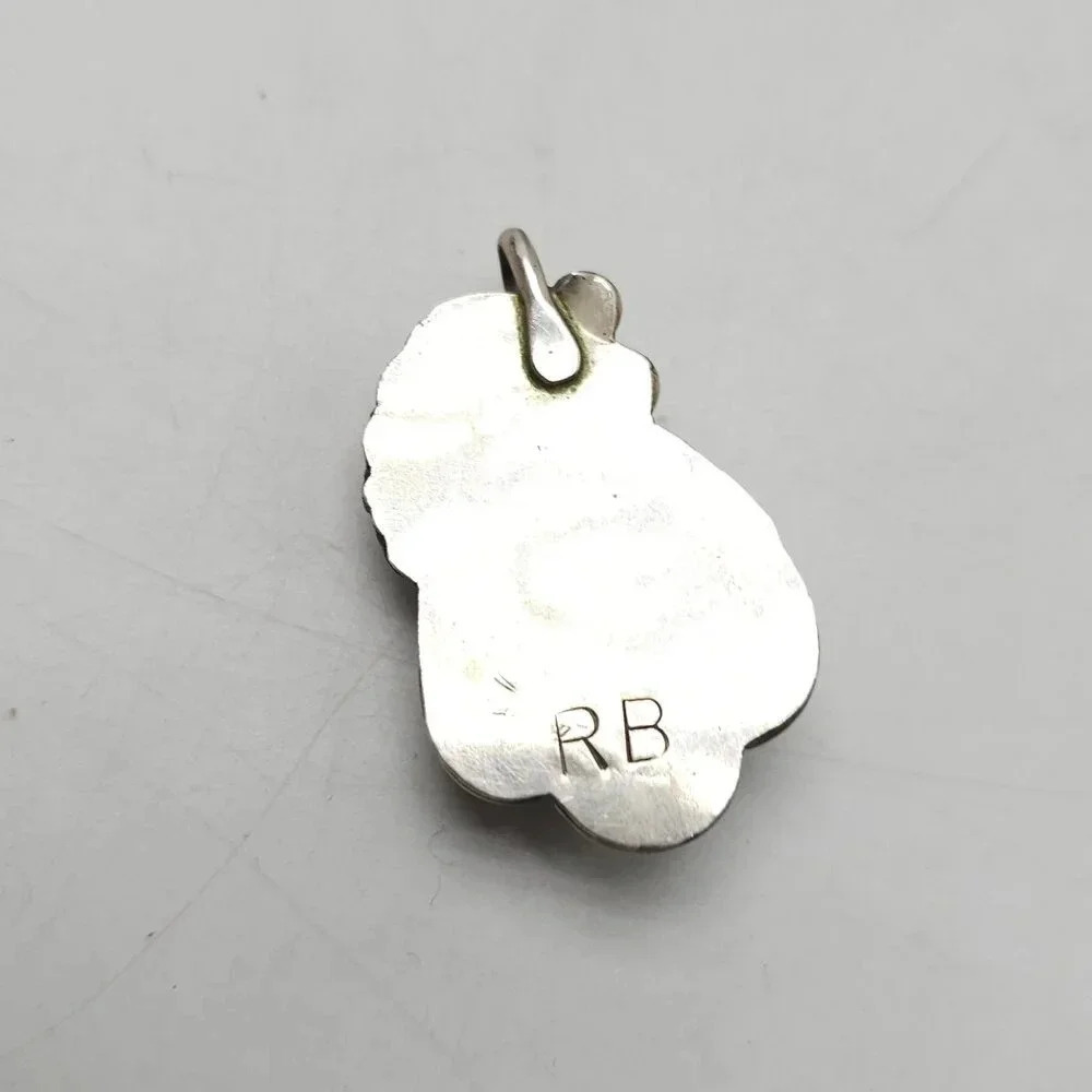 Turquoise Sterling Silver Pendant With Leaf Design By Richard Begay 7.42g - Picture 3 of 5